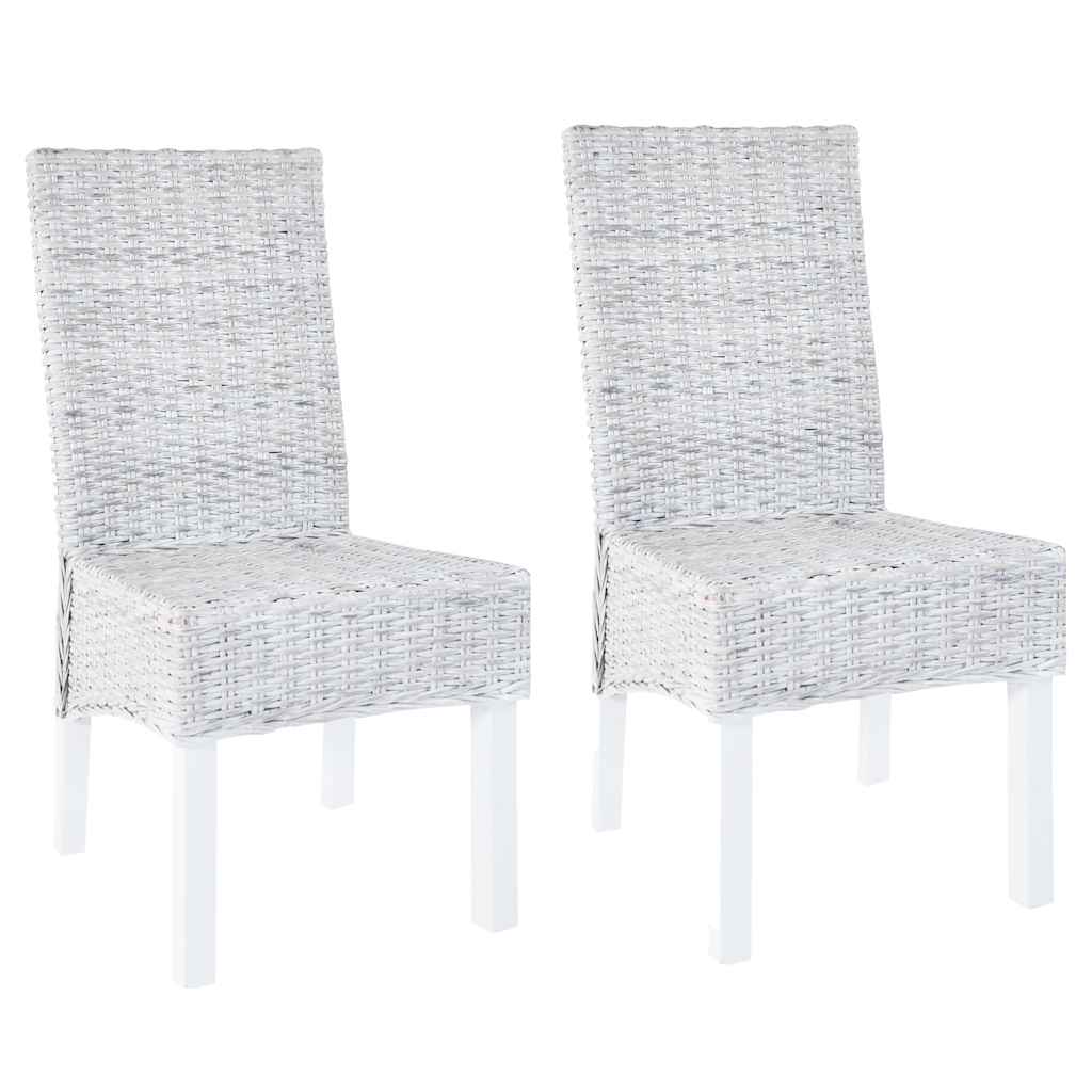 Chaises à manger lot de 2 rotin kubu et bois d'acajou