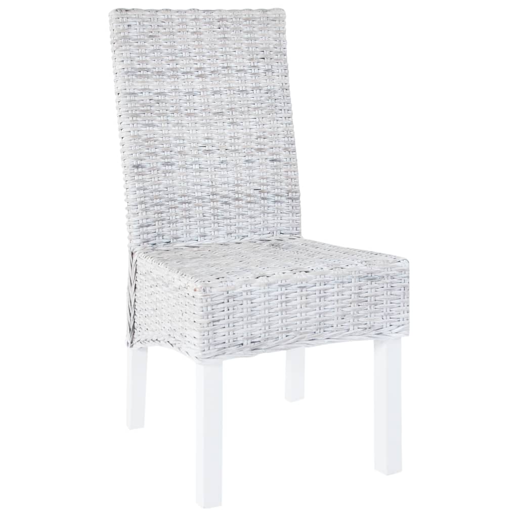 Chaises à manger lot de 2 rotin kubu et bois d'acajou