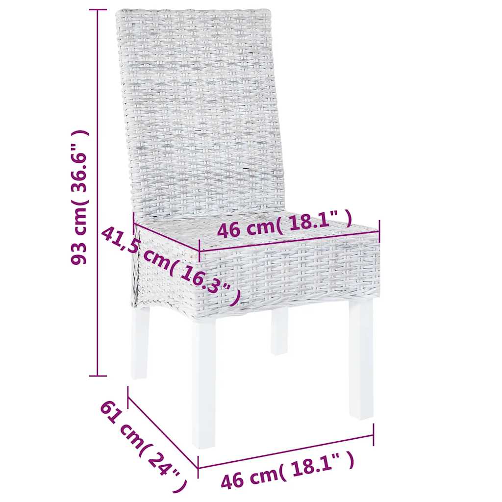 Chaises à manger lot de 2 rotin kubu et bois d'acajou