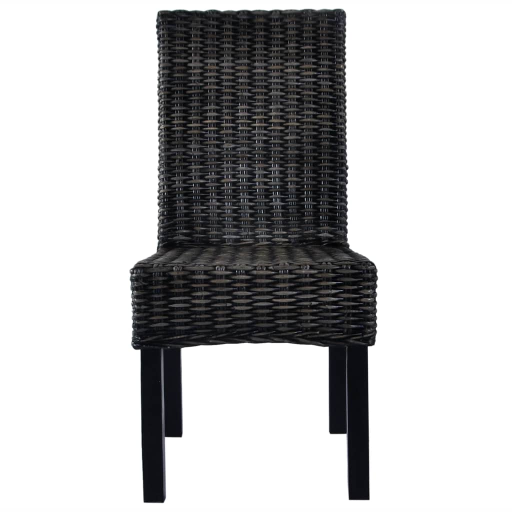 Chaises à manger lot de 2 noir rotin kubu et bois d'acajou - XIOS
