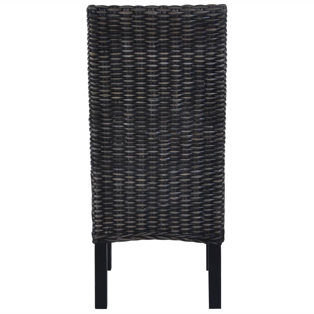 Chaises à manger lot de 2 noir rotin kubu et bois d'acajou - XIOS