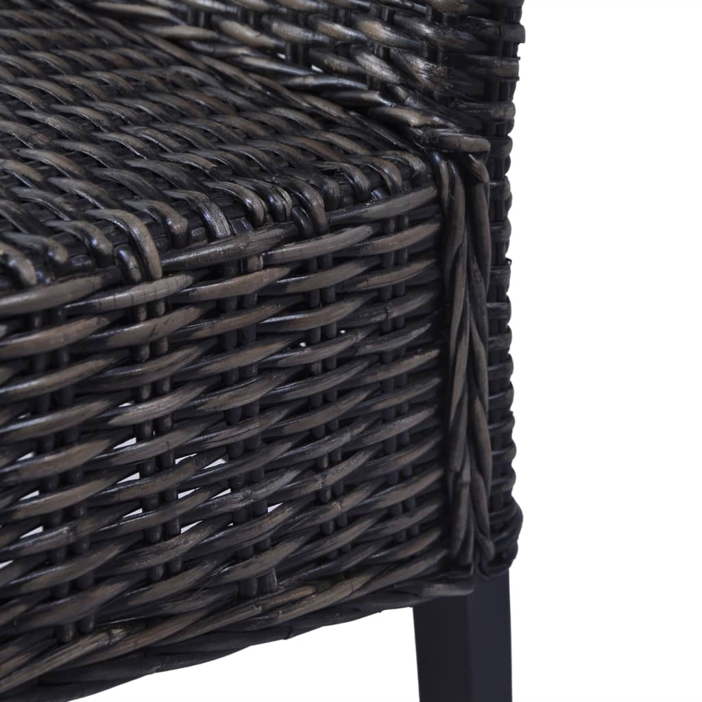 Chaises à manger lot de 2 noir rotin kubu et bois d'acajou - XIOS
