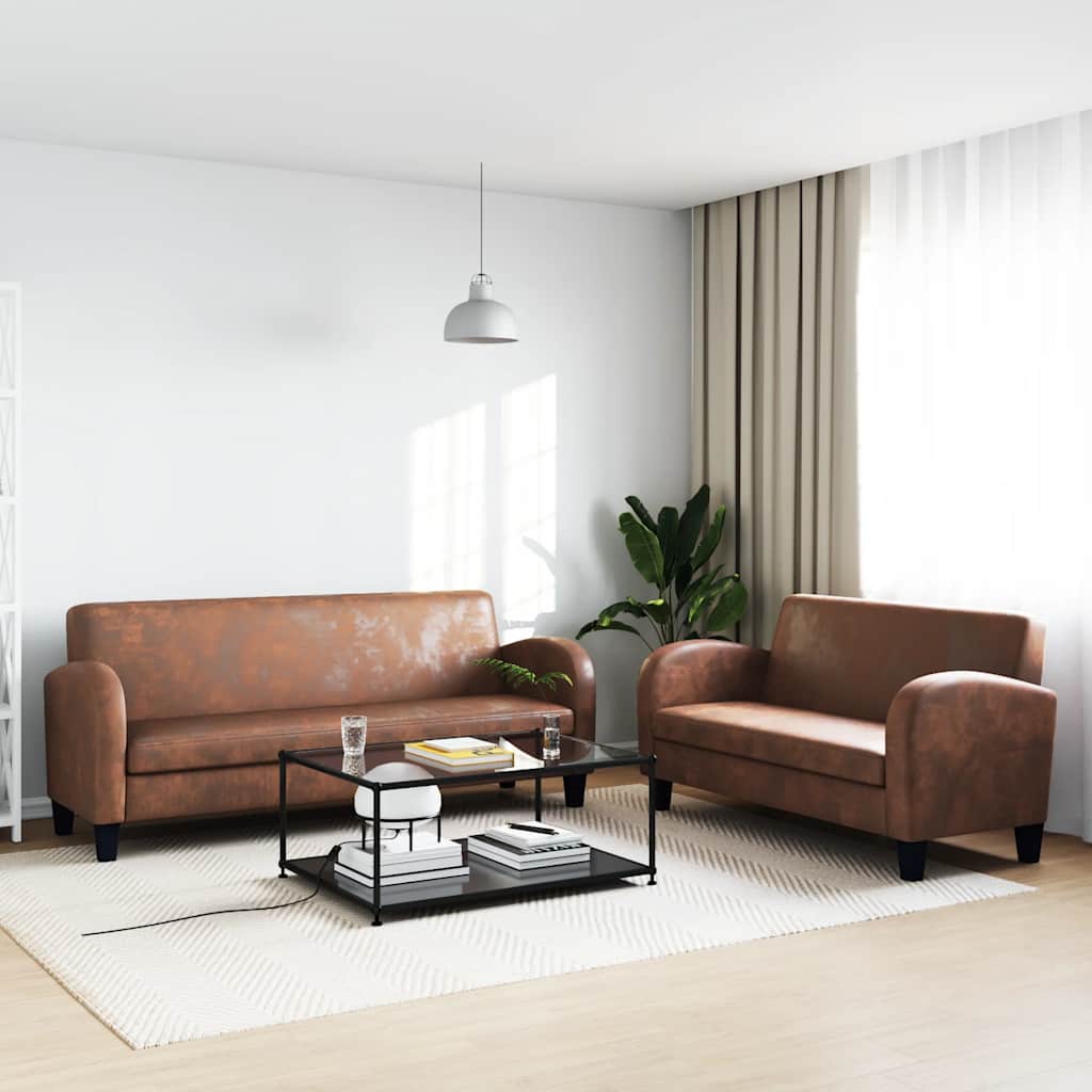 Ensemble de canapés 2 pcs Daim synthétique Marron - XIOS