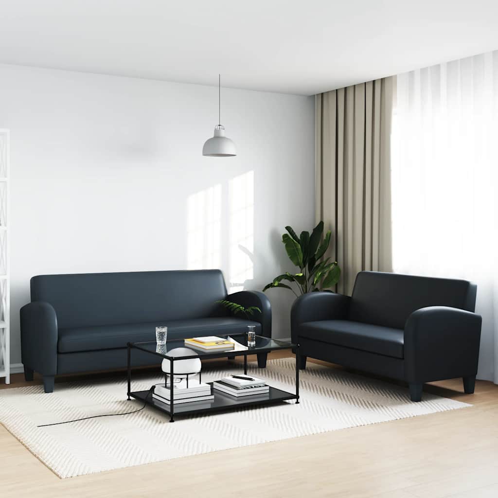Ensemble de canapés 2 pcs cuir synthétique noir - XIOS