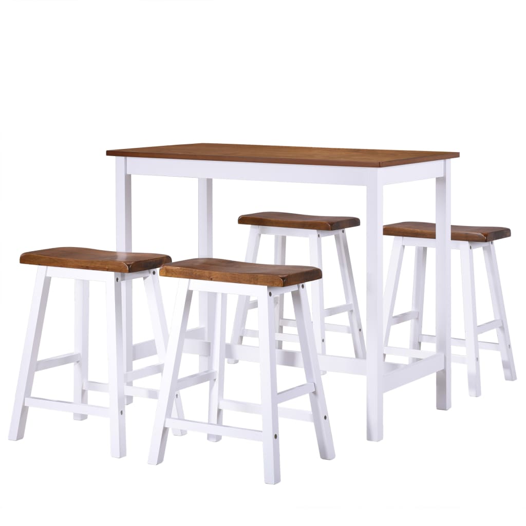 Table et tabouret de bar 5 pcs Bois massif - XIOS
