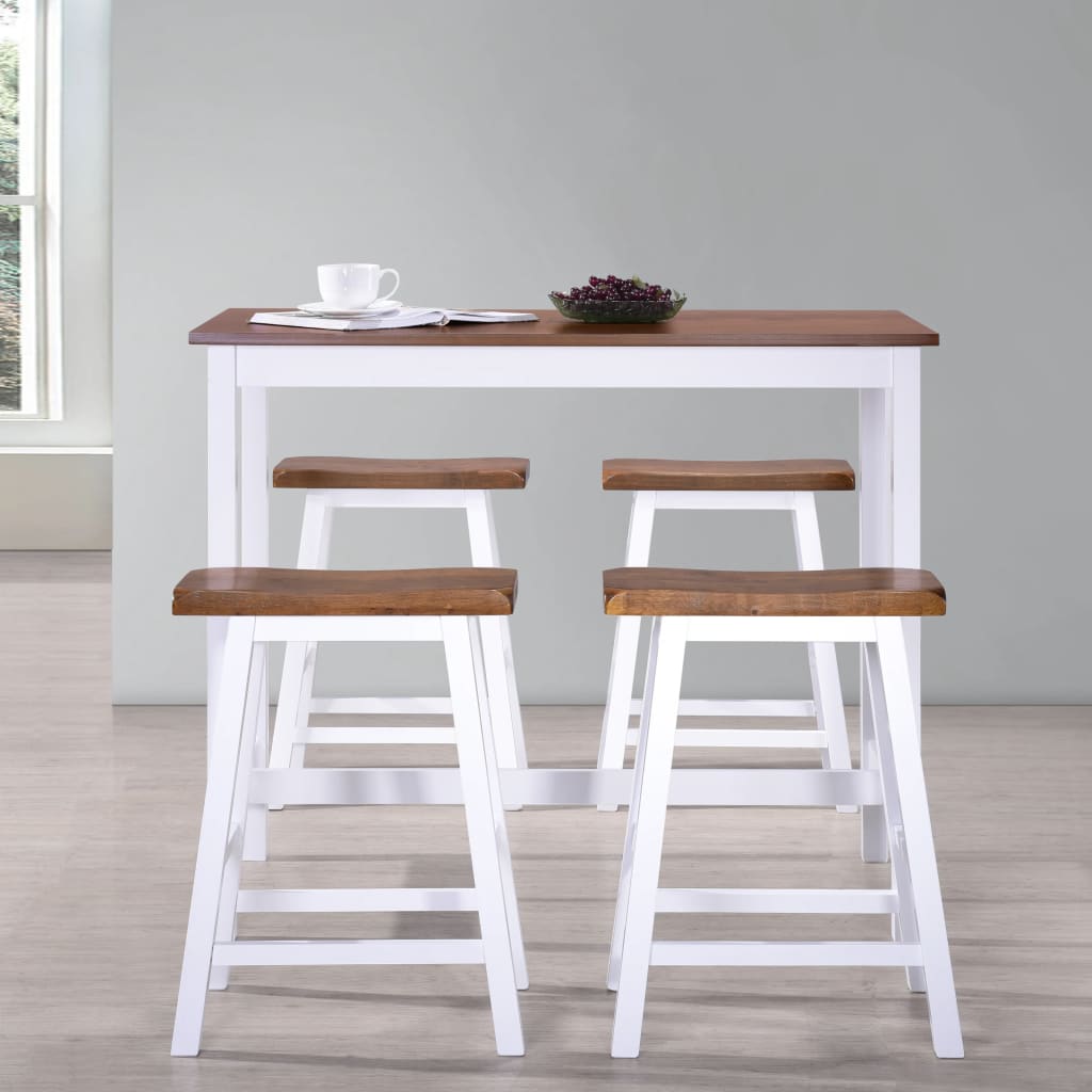 Table et tabouret de bar 5 pcs Bois massif - XIOS
