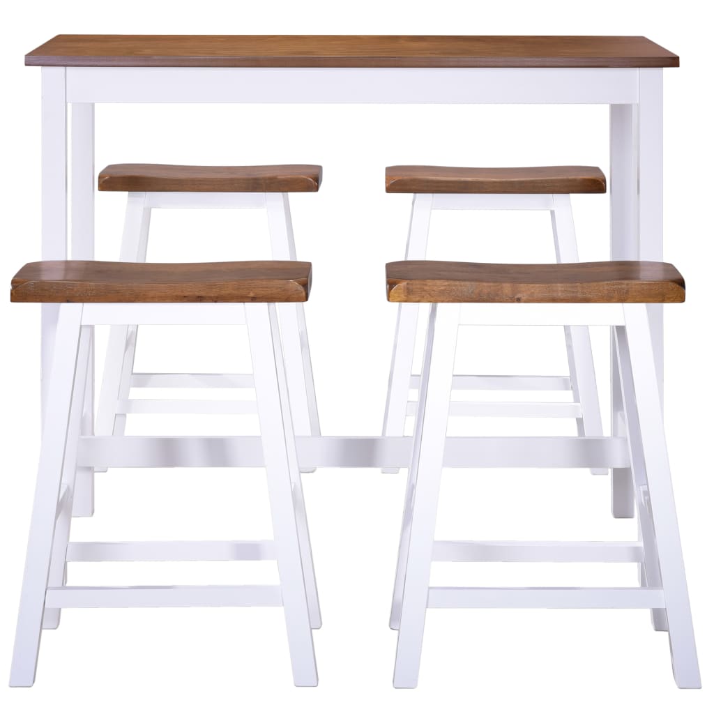 Table et tabouret de bar 5 pcs Bois massif - XIOS