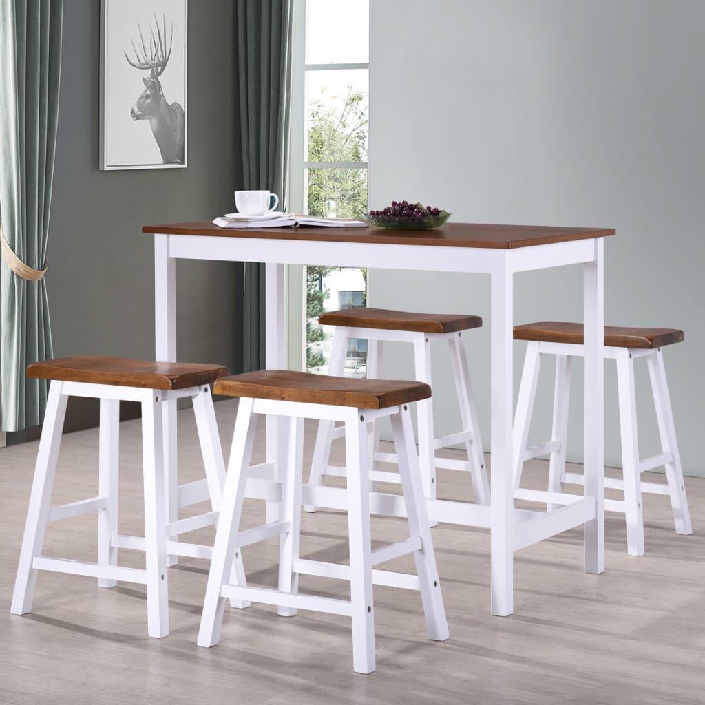 Table et tabouret de bar 5 pcs Bois massif - XIOS