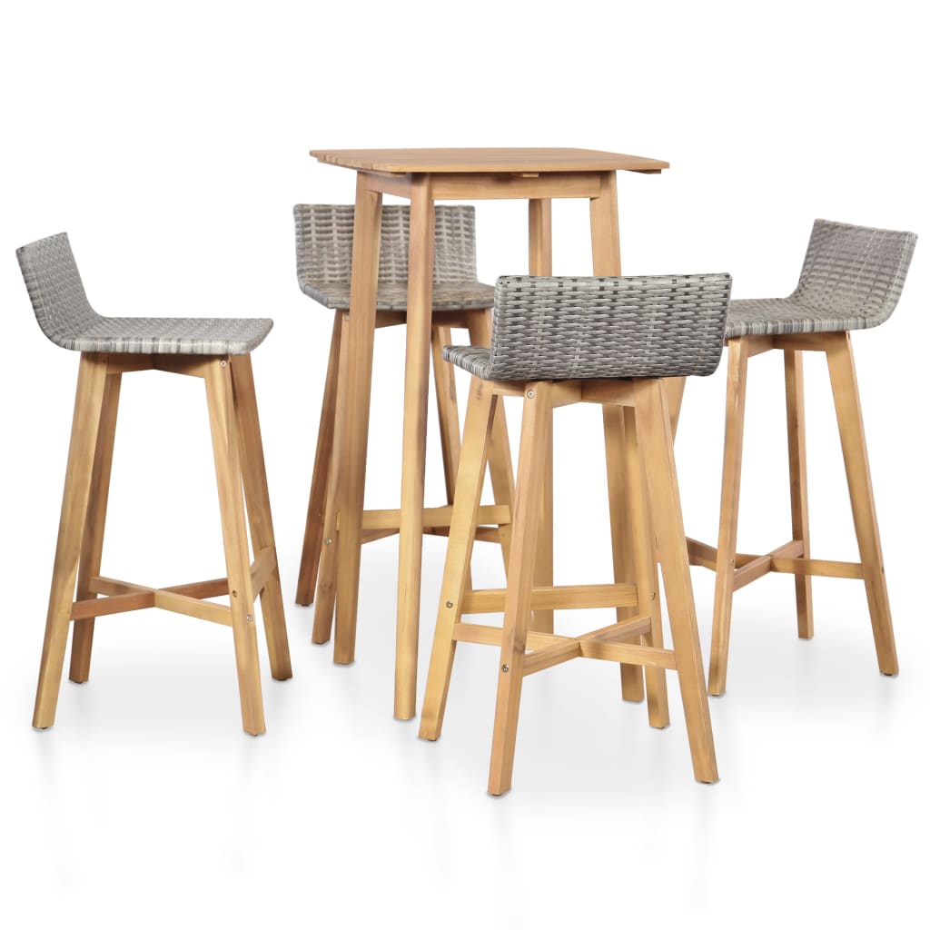 Ensemble à manger d'extérieur 5 pcs Bois d'acacia solide - XIOS
