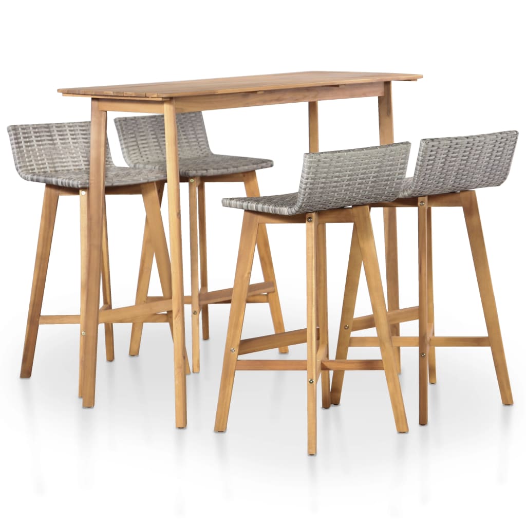 Ensemble à manger d'extérieur 5 pcs Bois d'acacia solide - XIOS