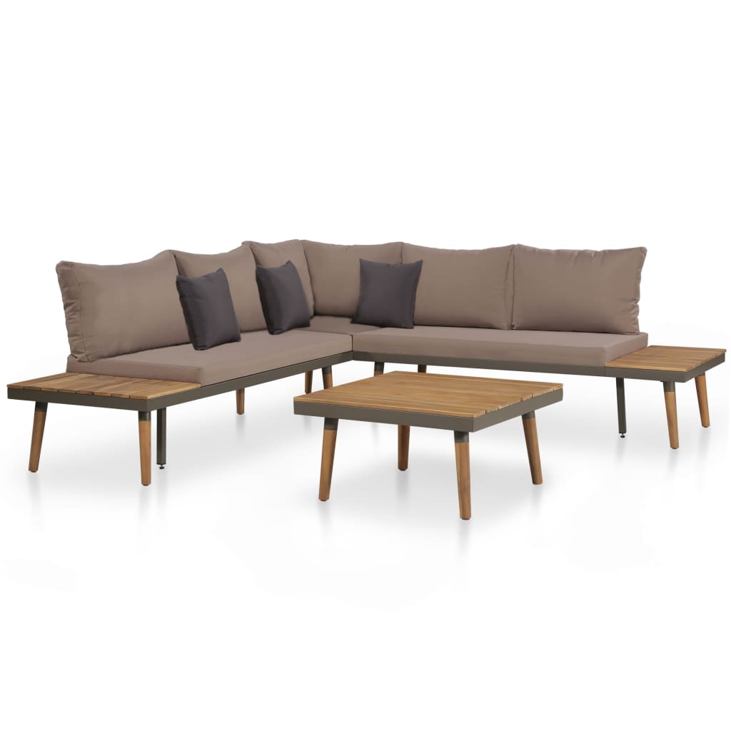 Salon de jardin 4pcs et coussins Bois d'acacia solide Marron - XIOS