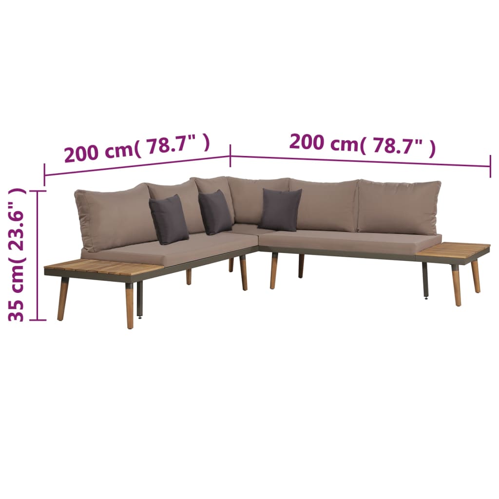 Salon de jardin 4pcs et coussins Bois d'acacia solide Marron - XIOS