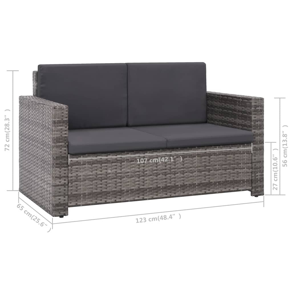Salon de jardin 2 pcs avec coussins Résine tressée Gris - XIOS
