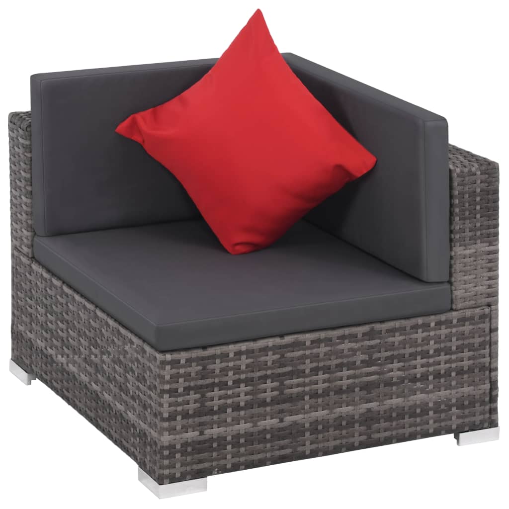 Salon de jardin 8 pcs avec coussins Résine tressée Gris - XIOS