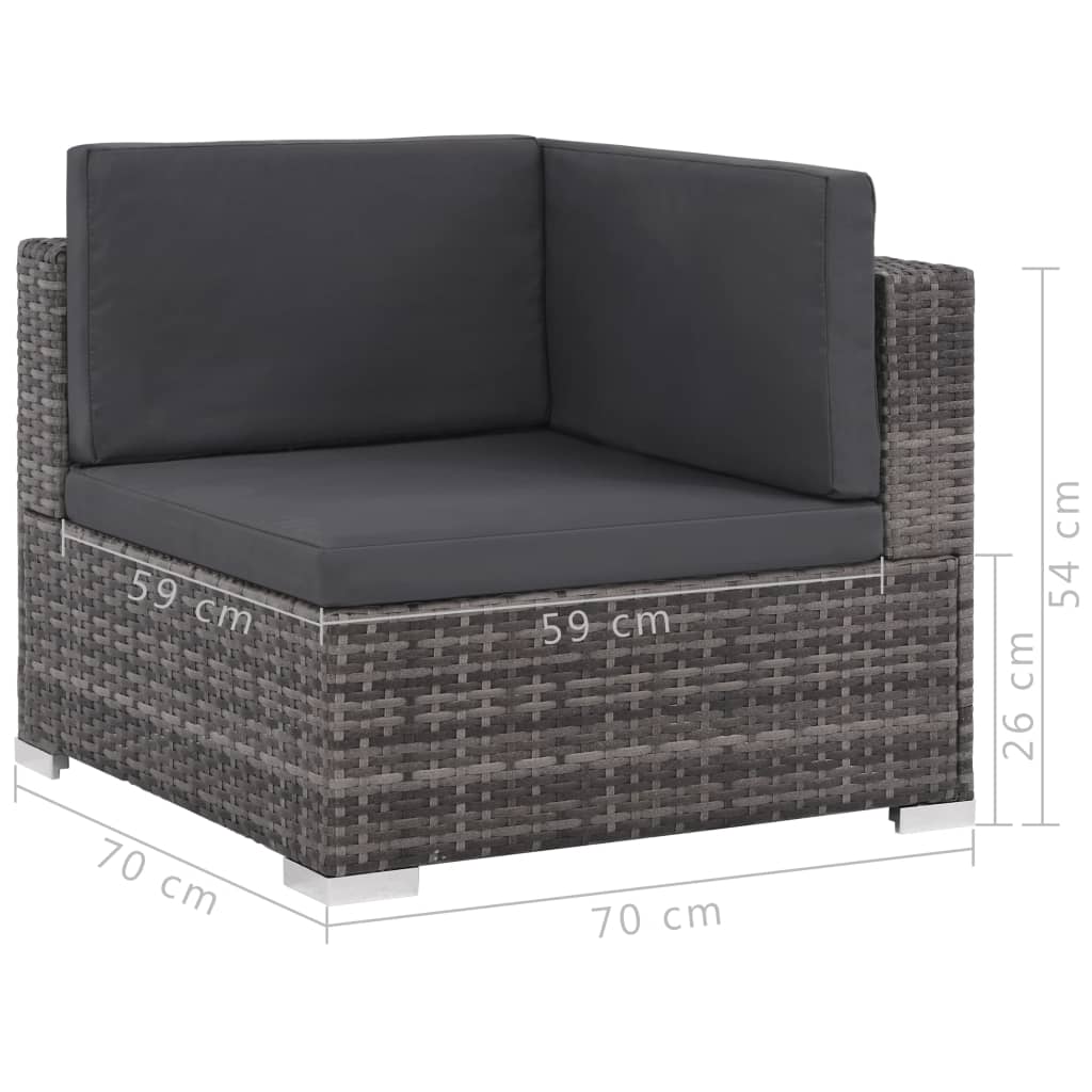 Salon de jardin 8 pcs avec coussins Résine tressée Gris - XIOS