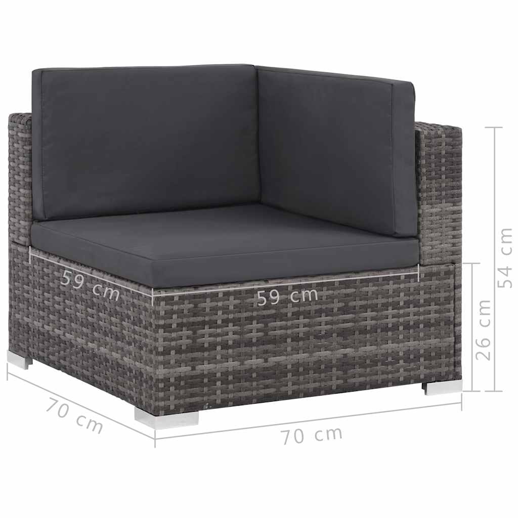 Salon de jardin 6 pcs avec coussins résine tressée gris - XIOS