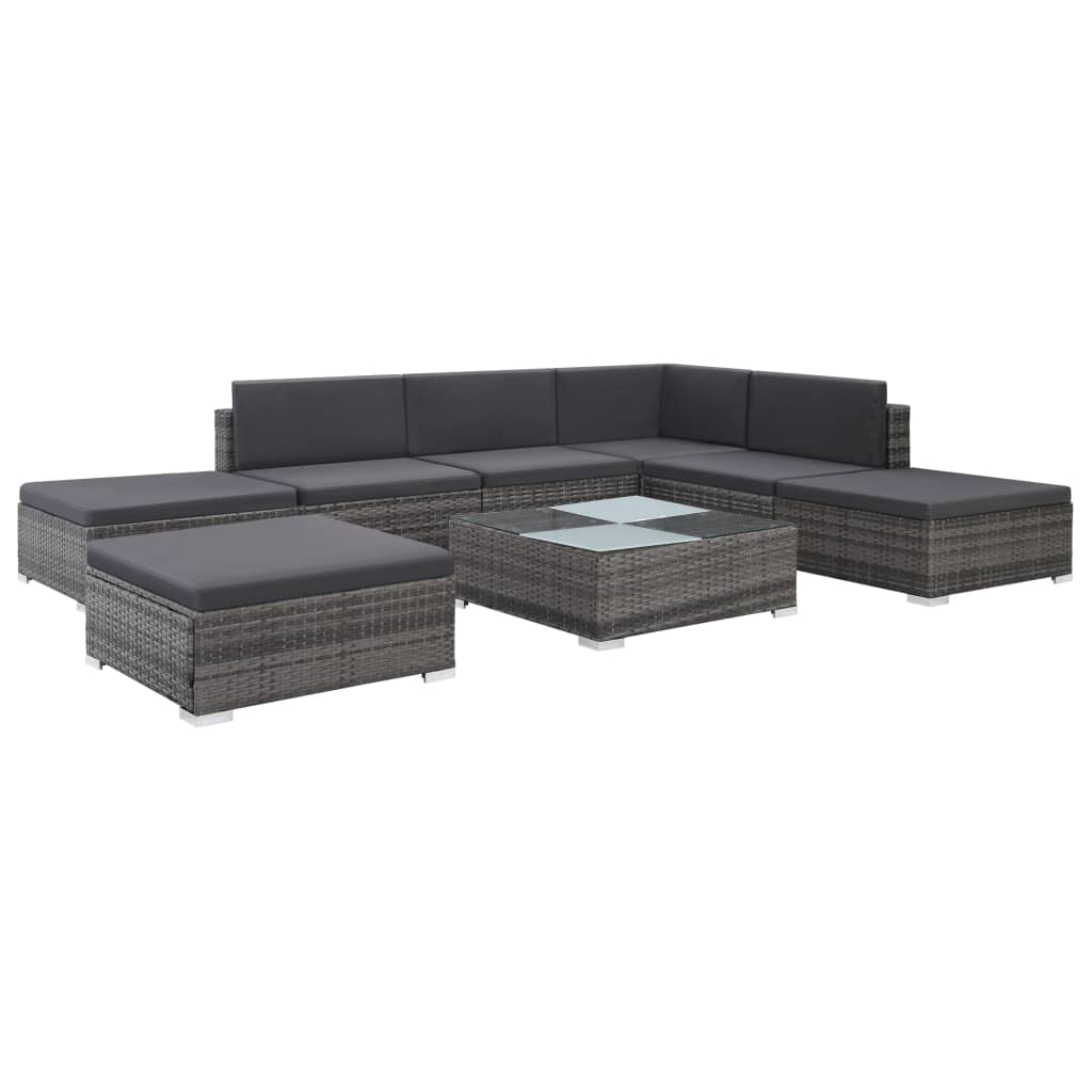 Salon de jardin 8 pcs avec coussins résine tressée gris - XIOS