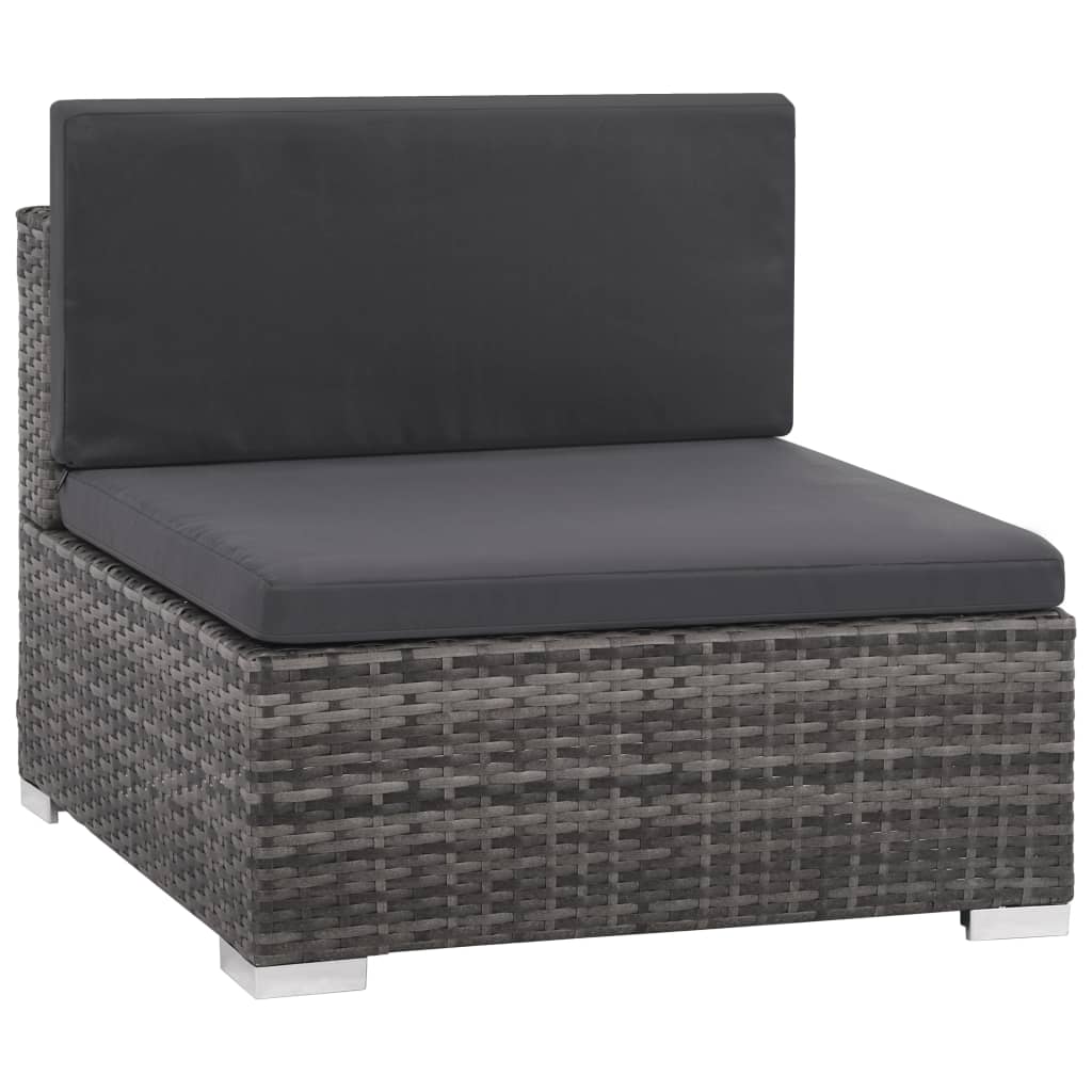 Salon de jardin 8 pcs avec coussins résine tressée gris - XIOS