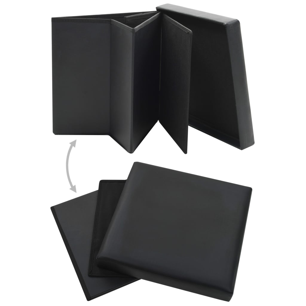 Tabourets de rangement pliables lot de 2 noir similicuir - XIOS