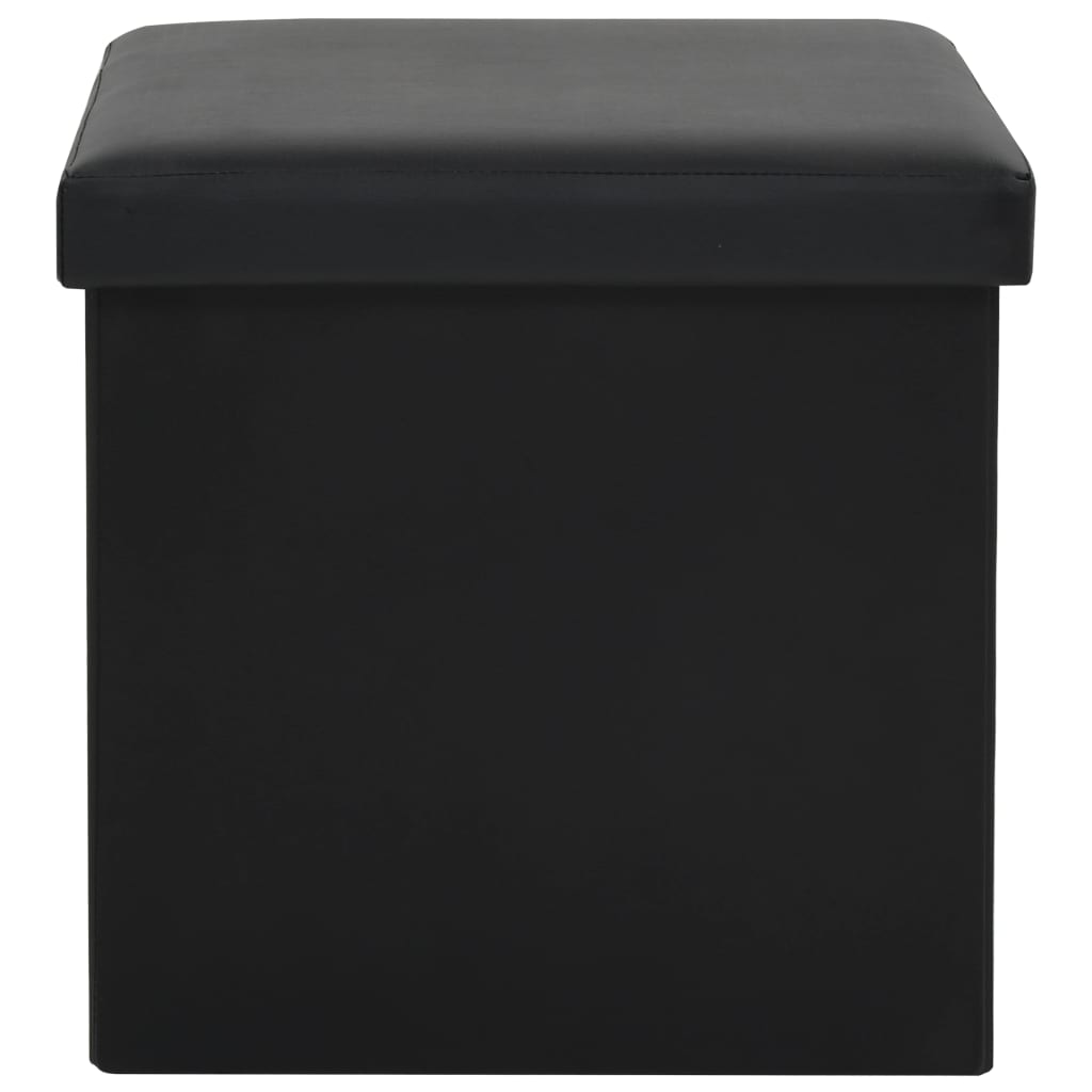 Tabourets de rangement pliables lot de 2 noir similicuir - XIOS