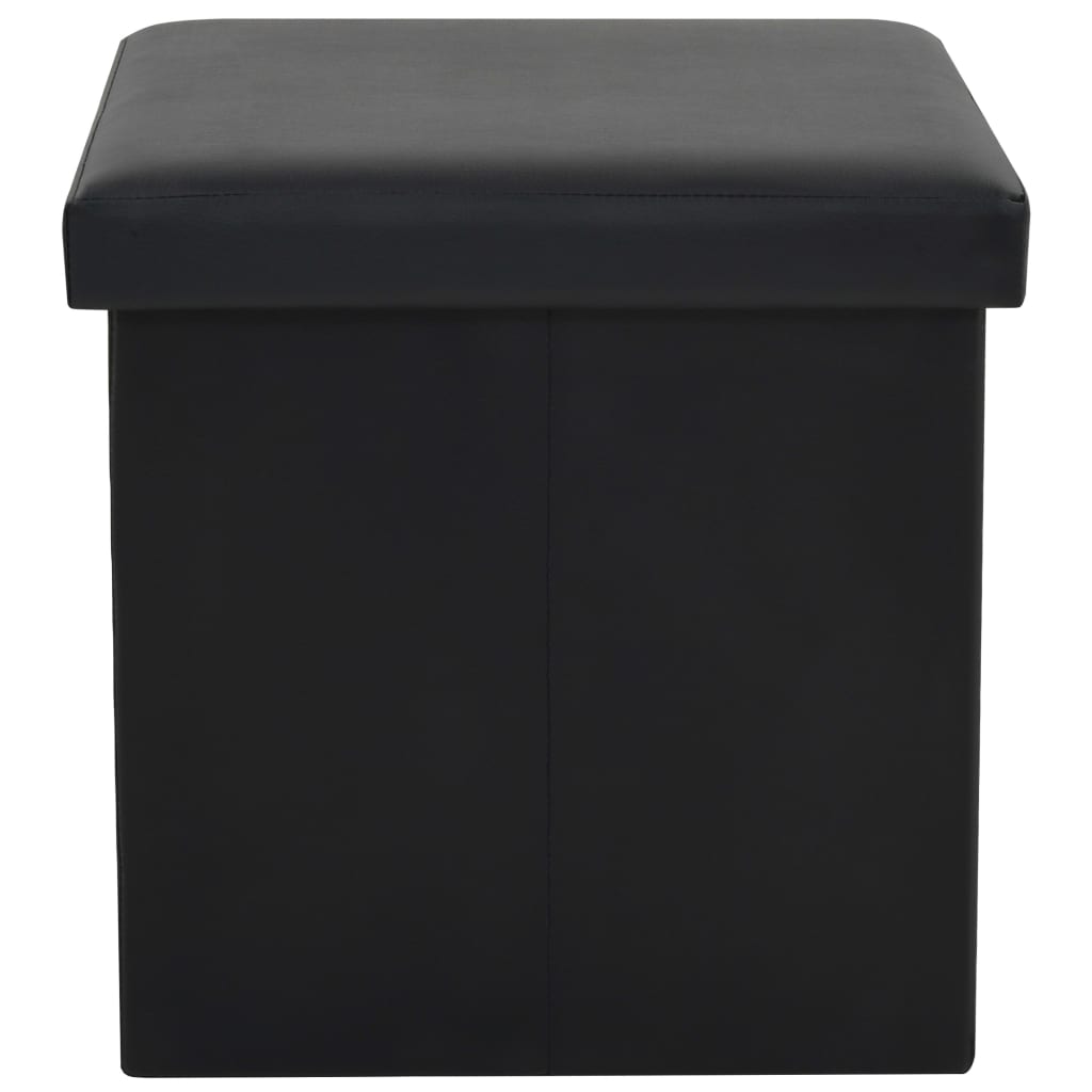 Tabourets de rangement pliables lot de 2 noir similicuir - XIOS