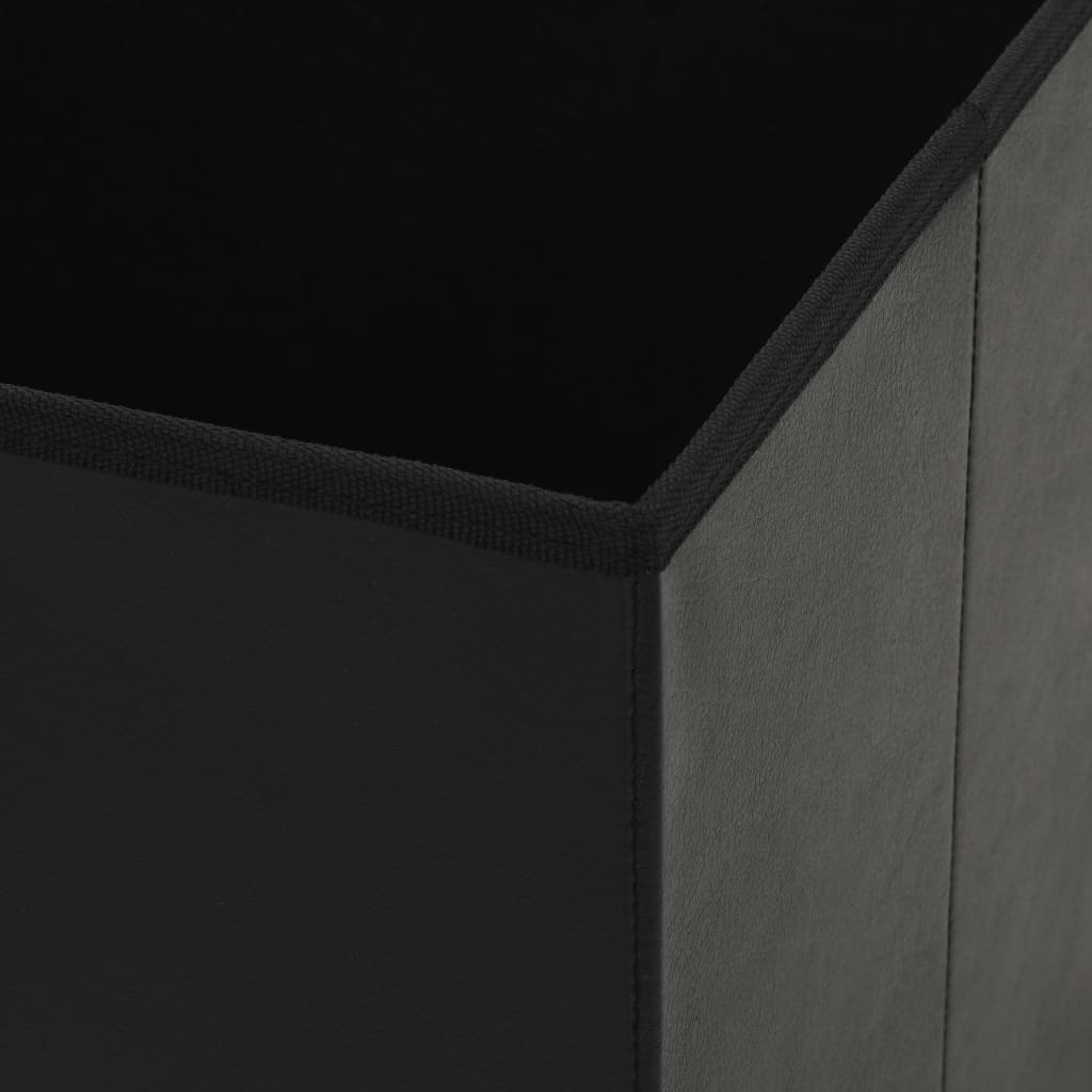 Tabourets de rangement pliables lot de 2 noir similicuir - XIOS
