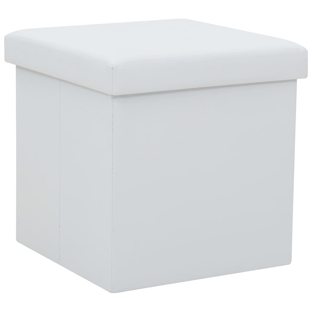 Tabourets de rangement pliables lot de 2 blanc similicuir - XIOS