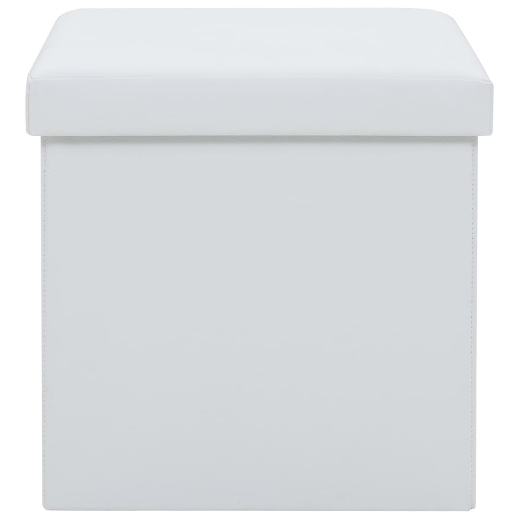 Tabourets de rangement pliables lot de 2 blanc similicuir - XIOS