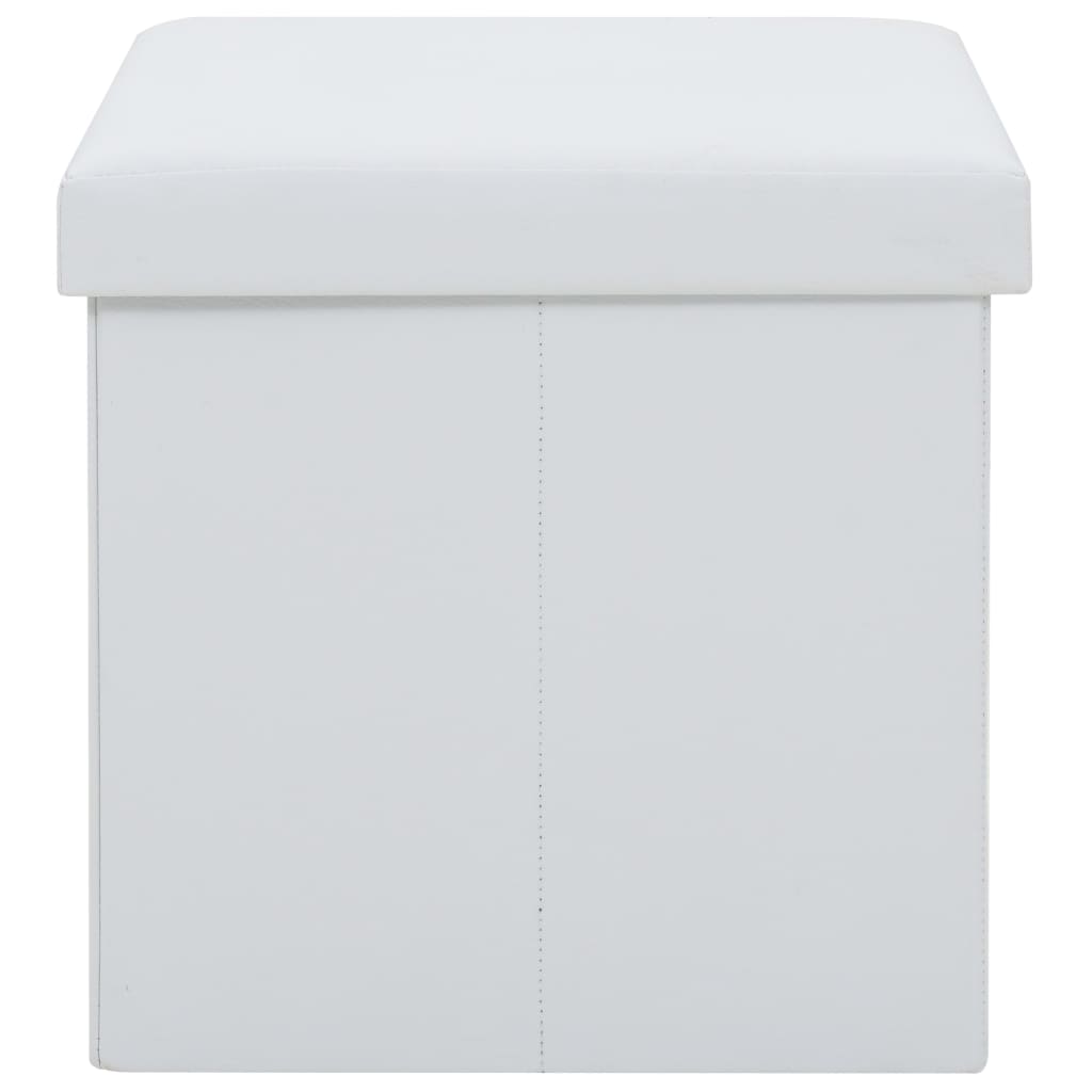 Tabourets de rangement pliables lot de 2 blanc similicuir - XIOS