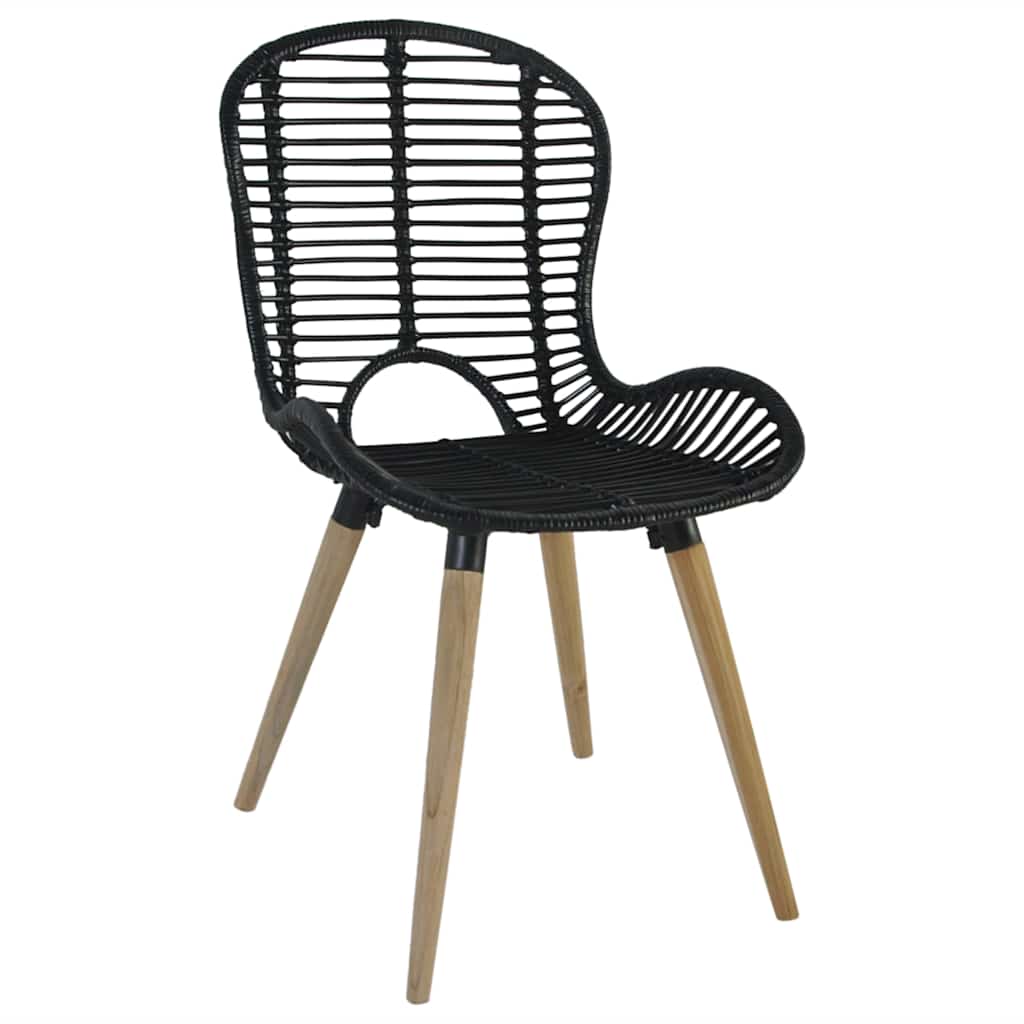 Chaises à manger lot de 4 noir rotin naturel - XIOS