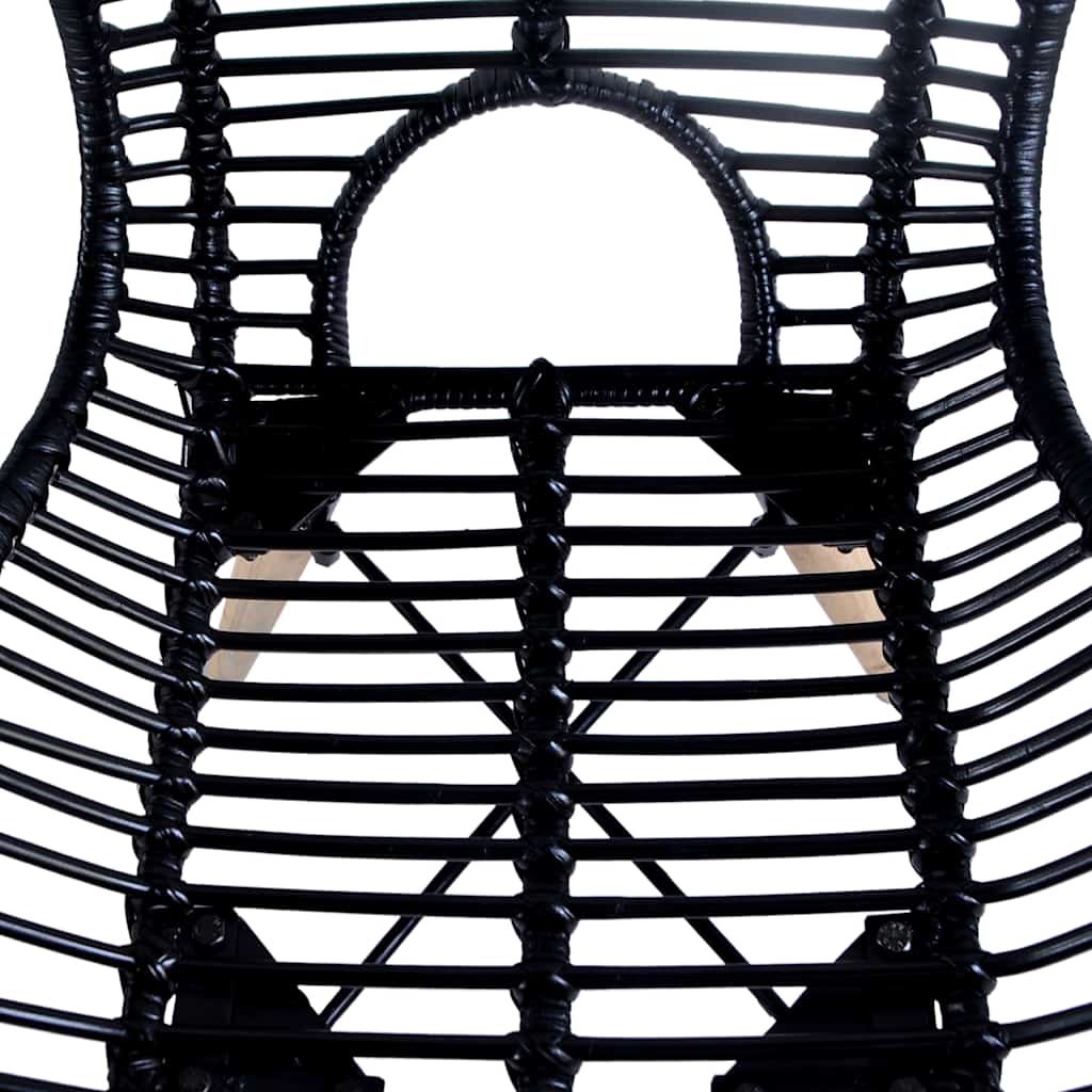 Chaises à manger lot de 4 noir rotin naturel - XIOS