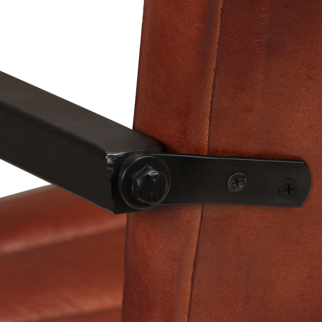 Chaises à manger lot de 6 marron cuir véritable - XIOS