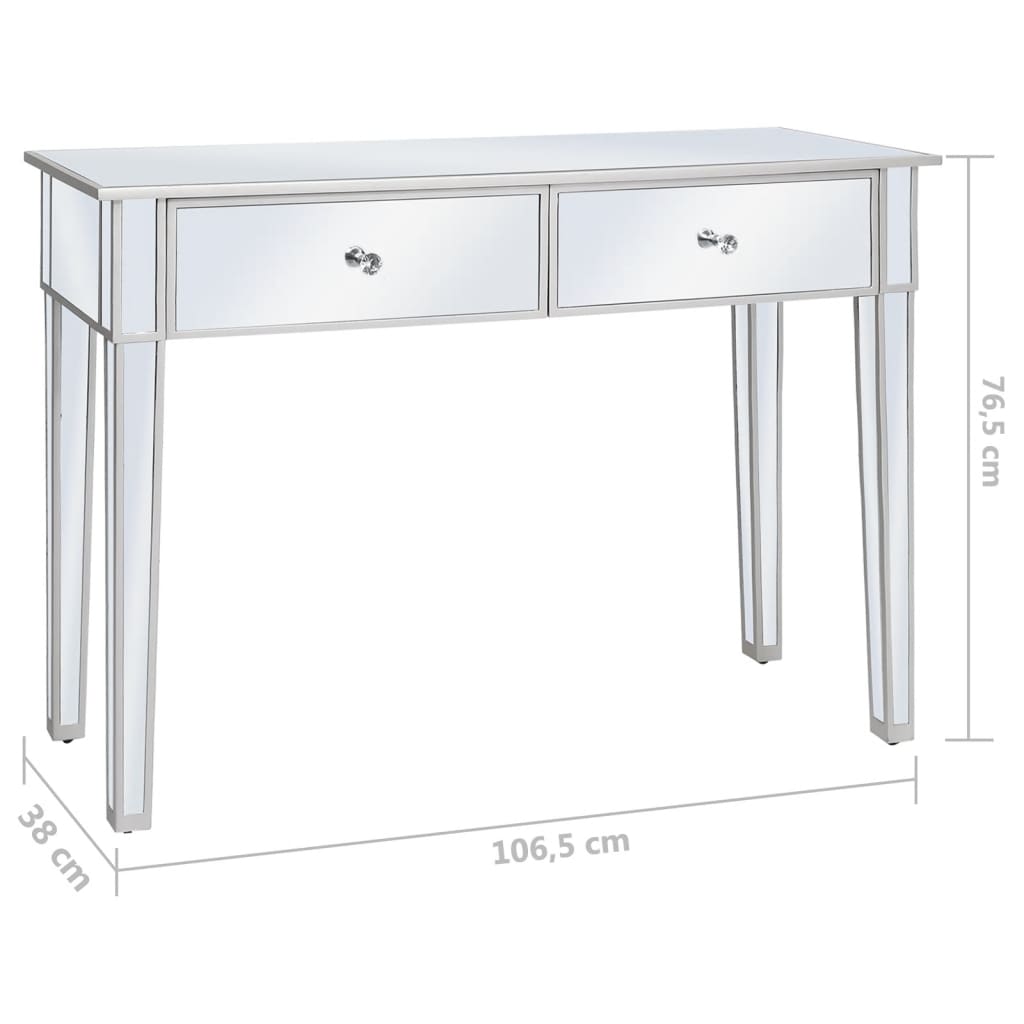 Table console miroir MDF et verre 106,5 x 38 x 76,5 cm - XIOS