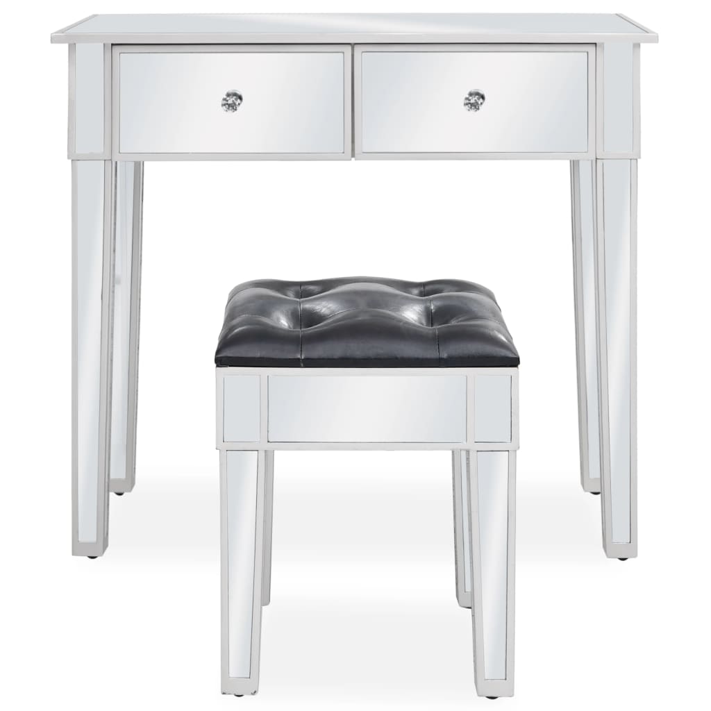 Coiffeuse miroir avec tabouret MDF et verre - XIOS