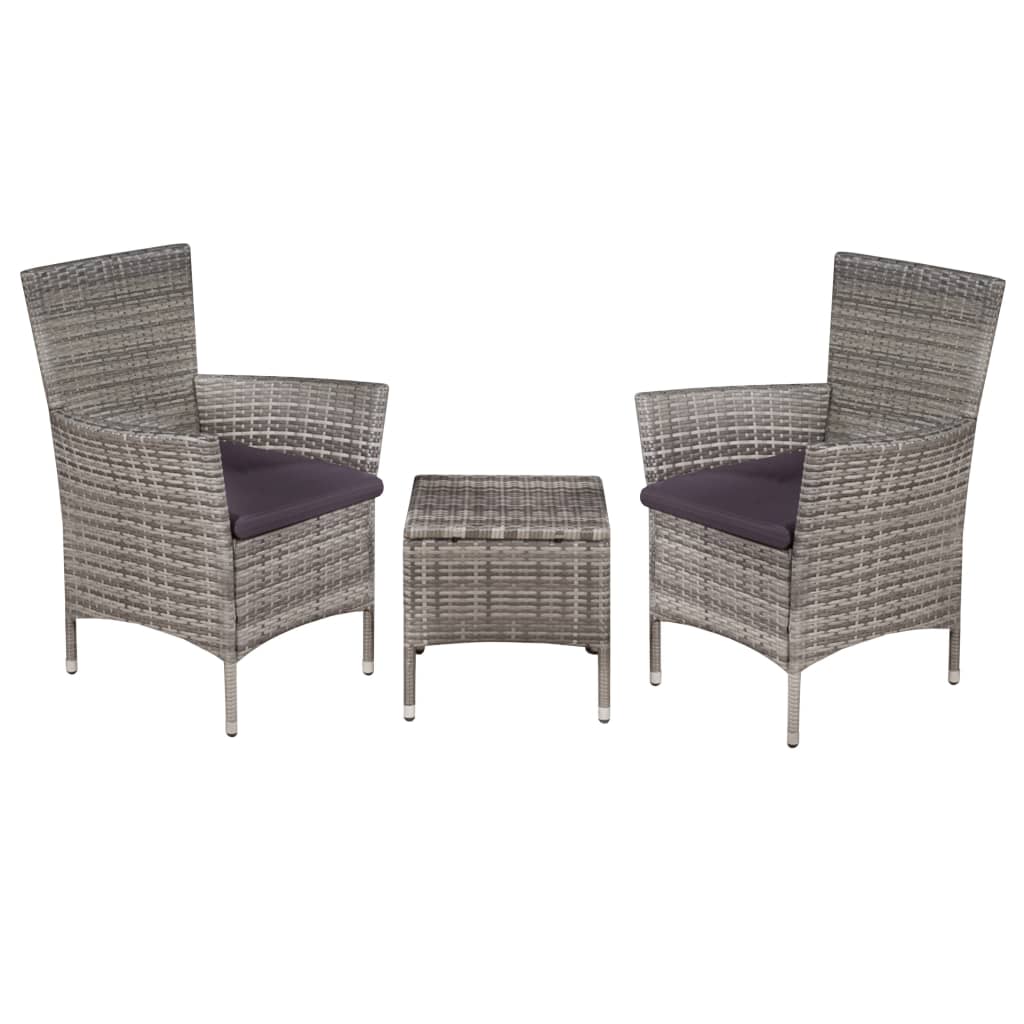 Mobilier de bistro 3 pcs Résine tressée Gris - XIOS