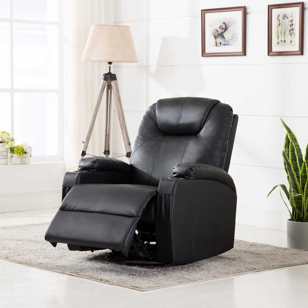 Fauteuil à bascule de massage Noir Similicuir - XIOS