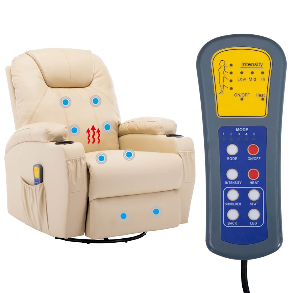 Fauteuil à bascule de massage Crème Similicuir - XIOS