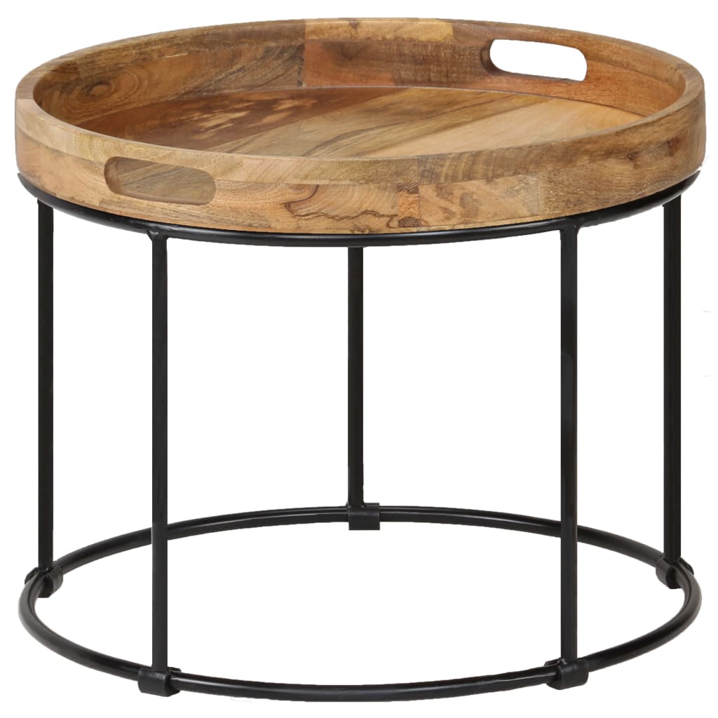 Table basse Bois de manguier massif et acier 50x40 cm - XIOS