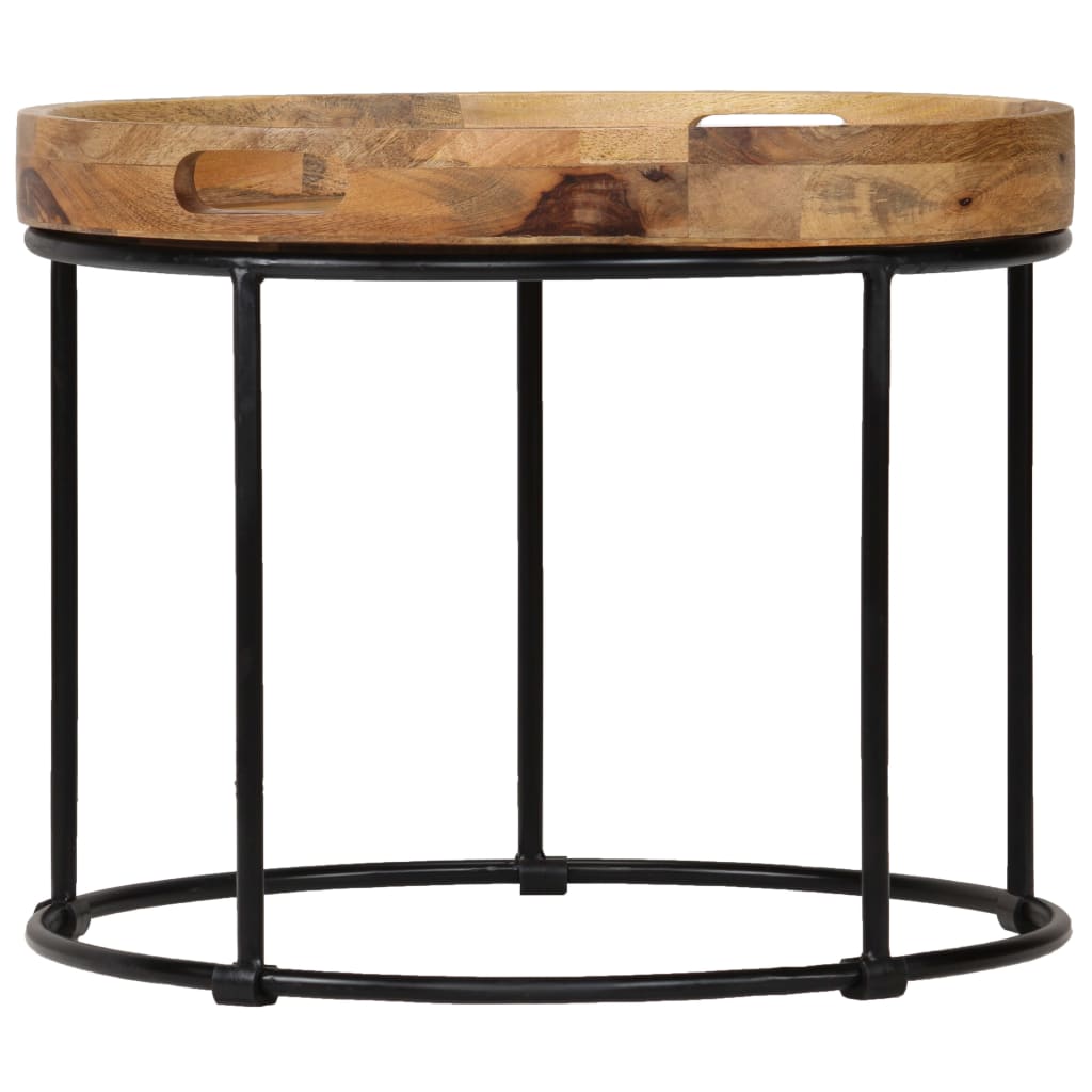 Table basse Bois de manguier massif et acier 50x40 cm - XIOS