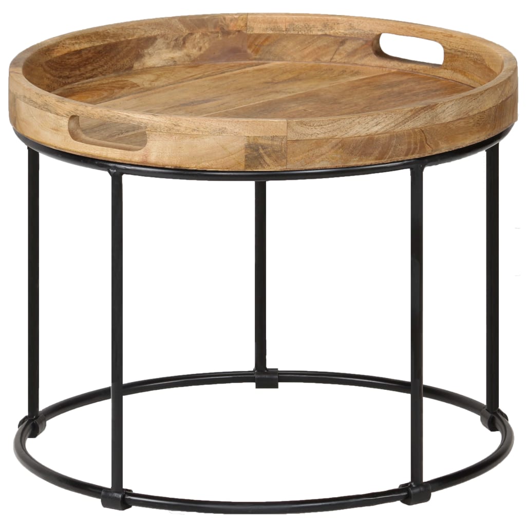 Table basse Bois de manguier massif et acier 50x40 cm - XIOS