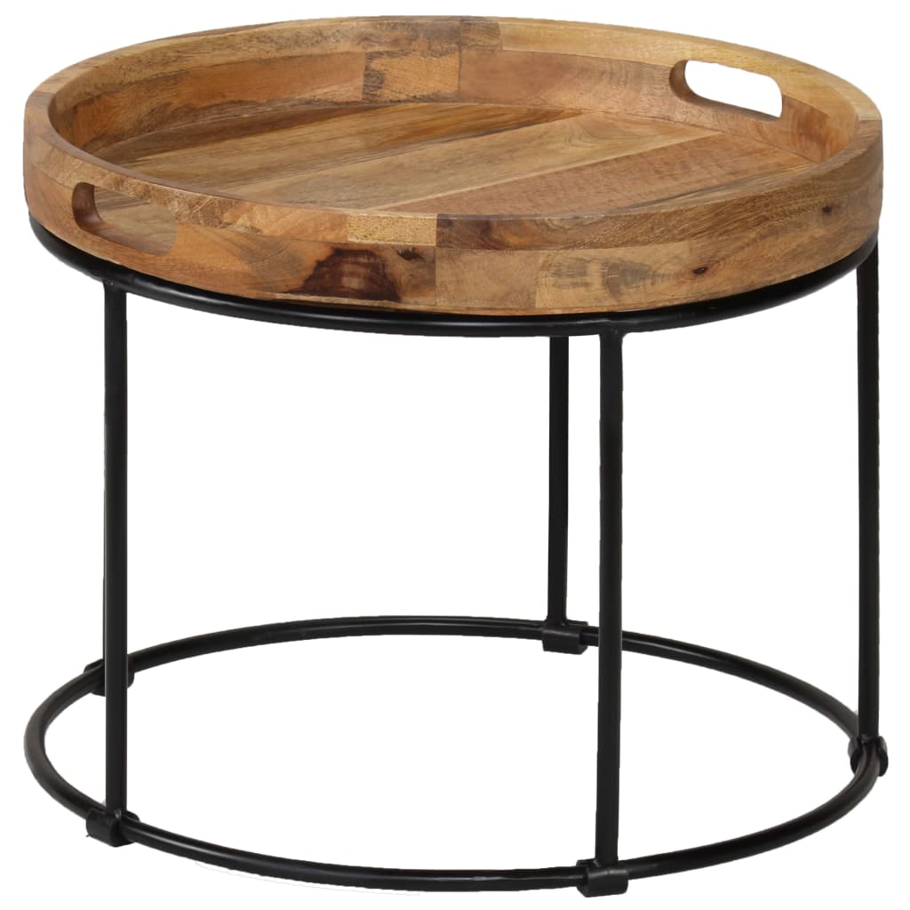 Table basse Bois de manguier massif et acier 50x40 cm - XIOS