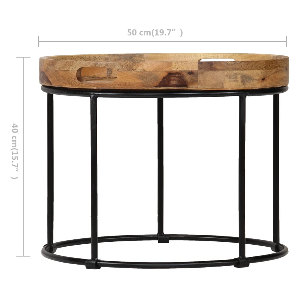 Table basse Bois de manguier massif et acier 50x40 cm - XIOS
