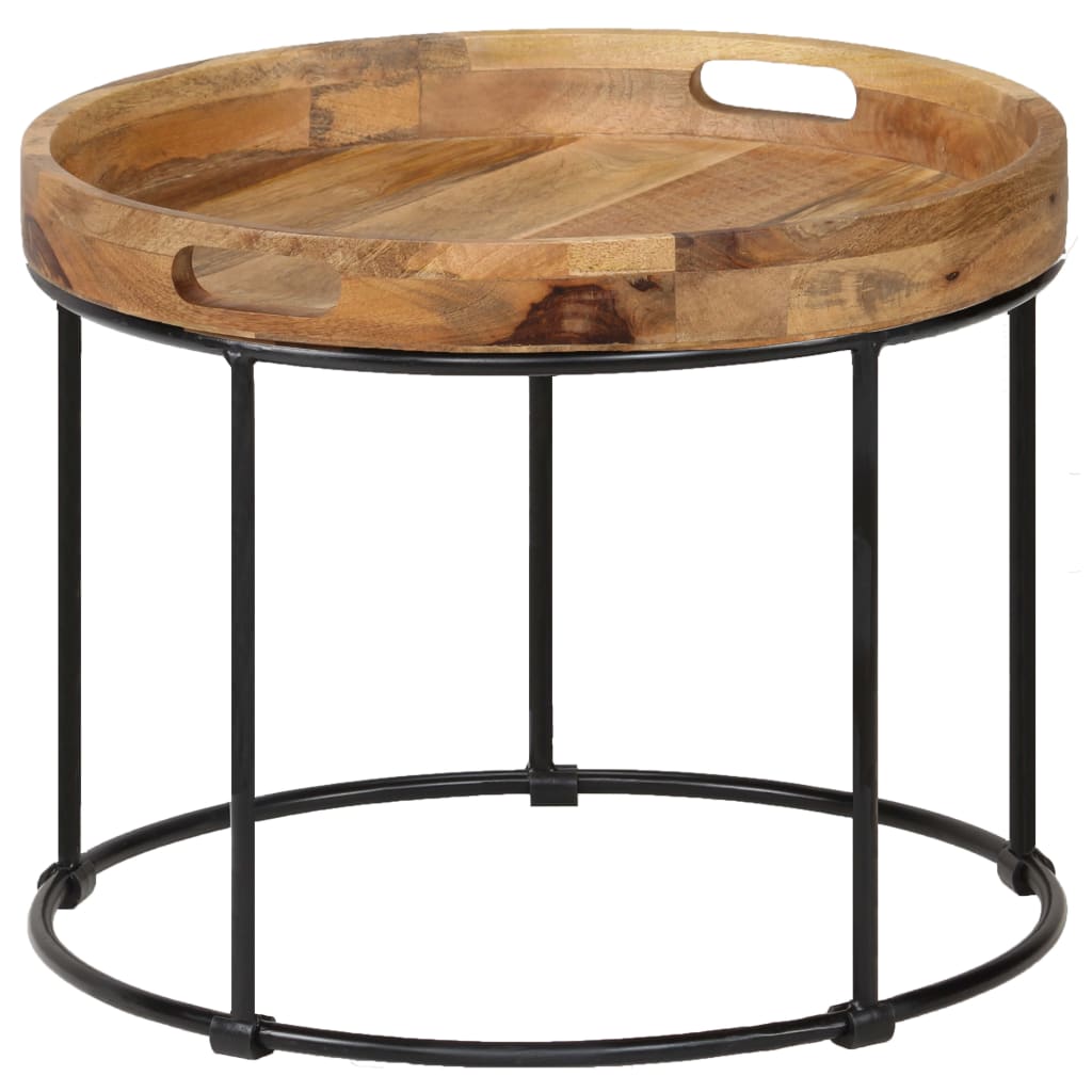 Table basse Bois de manguier massif et acier 50x40 cm - XIOS