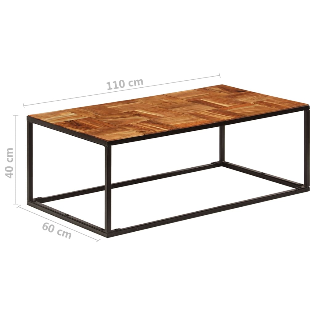 Table basse 110x60x40 cm Bois d'acacia solide et acier - XIOS