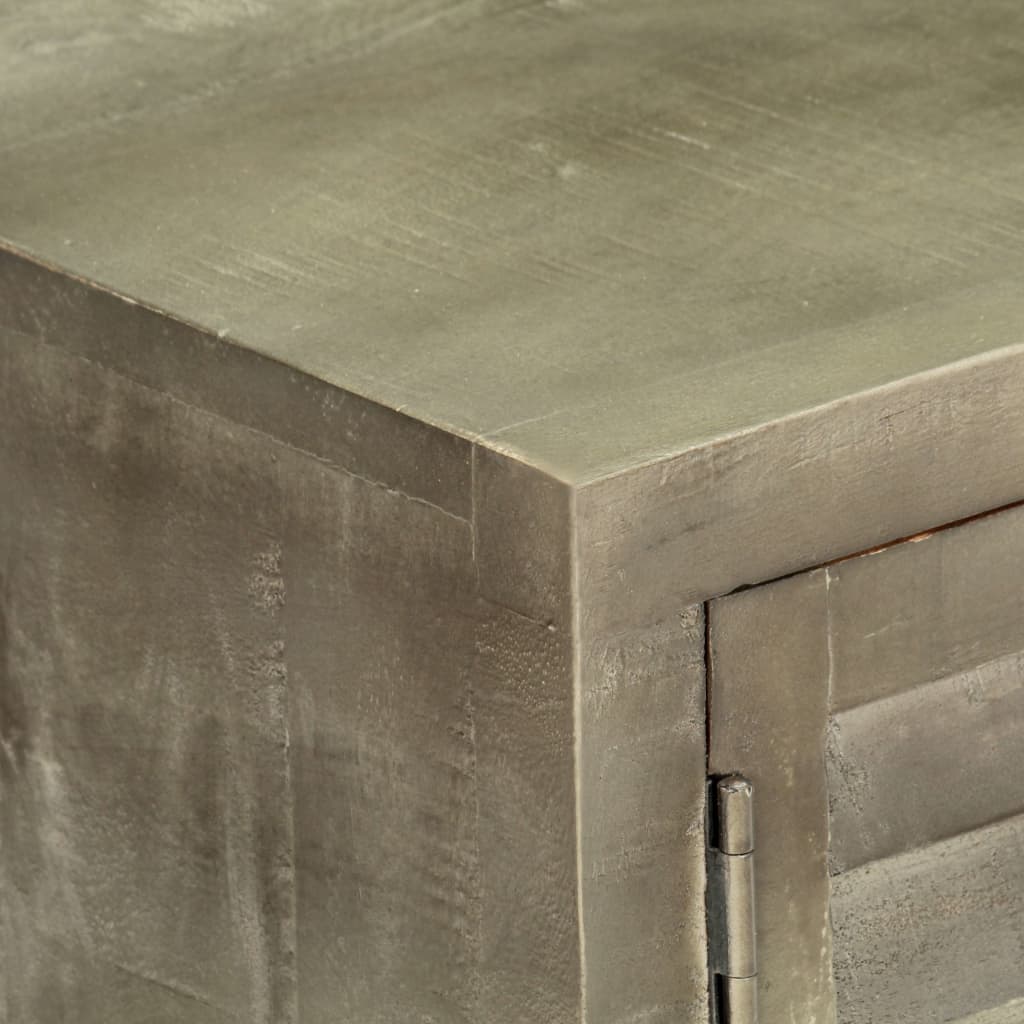 Meuble TV Bois solide de manguier Gris avec laiton 110x30x48 cm - XIOS