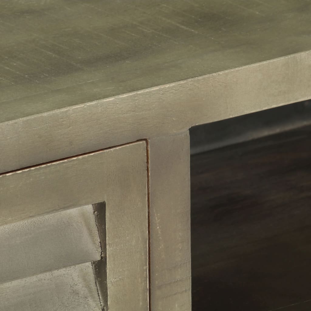 Meuble TV Bois solide de manguier Gris avec laiton 110x30x48 cm - XIOS