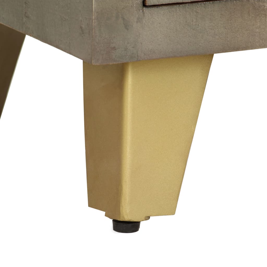 Meuble TV Bois solide de manguier Gris avec laiton 110x30x48 cm - XIOS