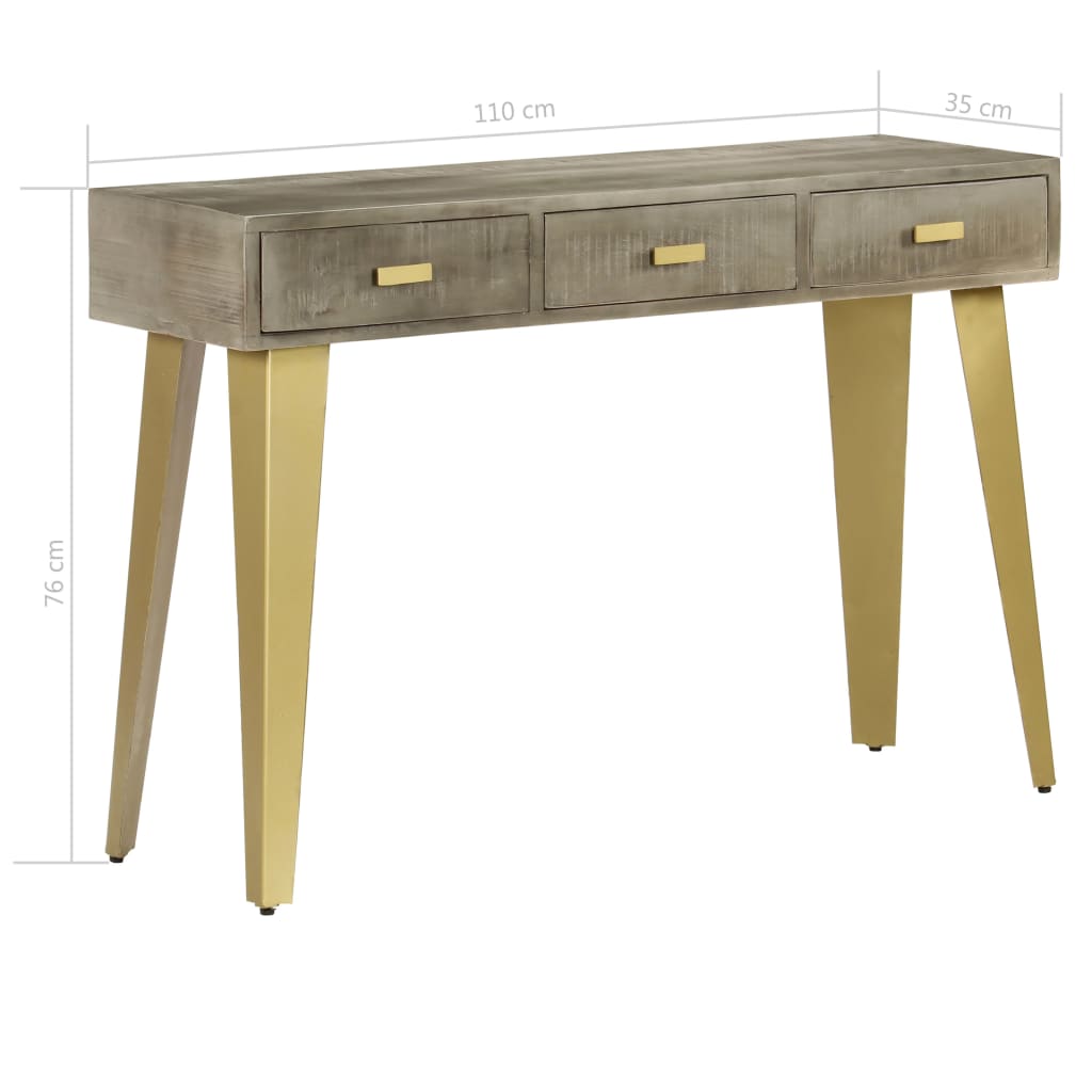 Table console Bois de manguier Gris avec laiton 110x35x76 cm - XIOS