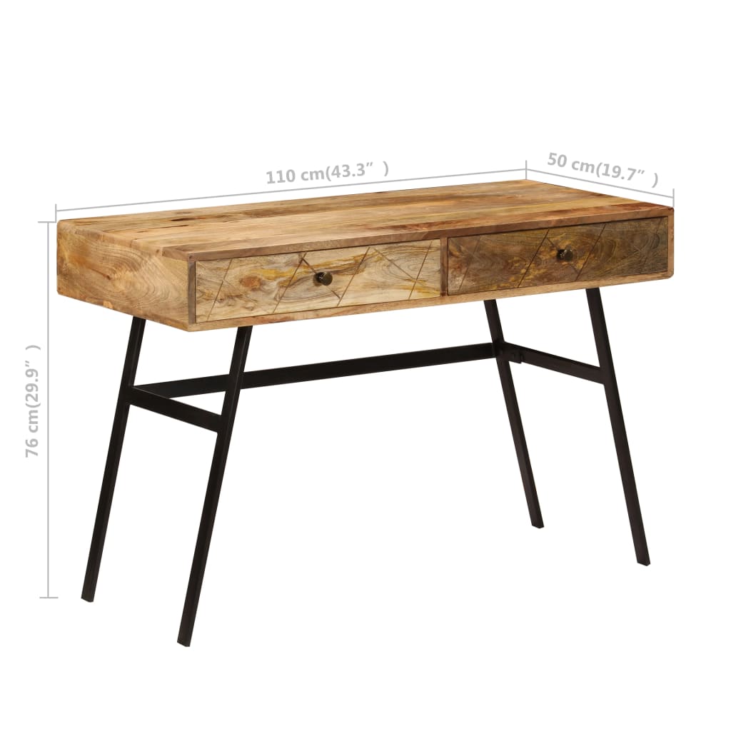 Bureau avec tiroirs Bois solide de manguier 110x50x76 cm - XIOS