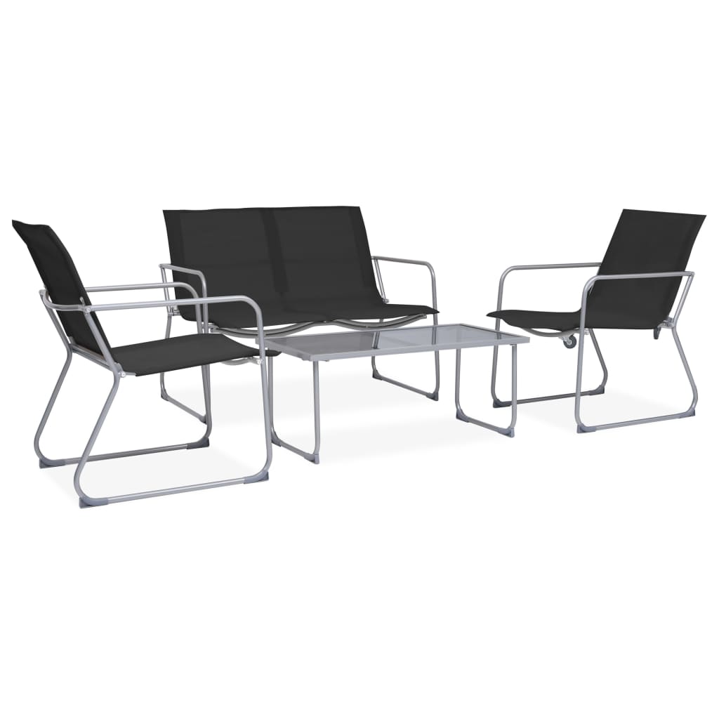 Salon de jardin 4 pcs Tissu et acier Noir - XIOS